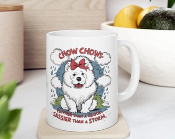 CHOW CHOW: Cute Chow Chow Art on White Ceramic Coffee Mug Cup, Dog Lover Gift for Coffee & Tea Fans