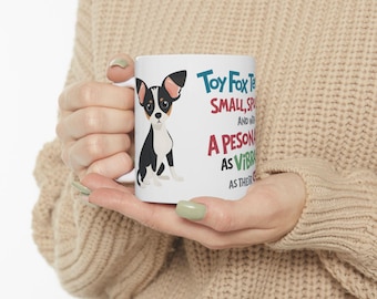 TOY FOX TERRIER: Cute Toy Fox Terrier Art on White Ceramic Coffee Mug Cup, Dog Lover Gift for Coffee & Tea Fans