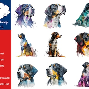 9 Entlebucher Sennenhund Clipart Hochwertiges PNG Bild, Druck, Papier, Kunst, Karte, Aquarell, Clip, kommerzielle Nutzung, digitaler Download