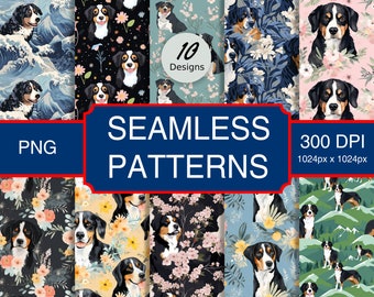 Entlebucher Mountain Dog Puppy Dog #A1 Seamless Pattern High-Quality Png Image, Print, Paper, Art, Clip, Commercial Use, Digital Download