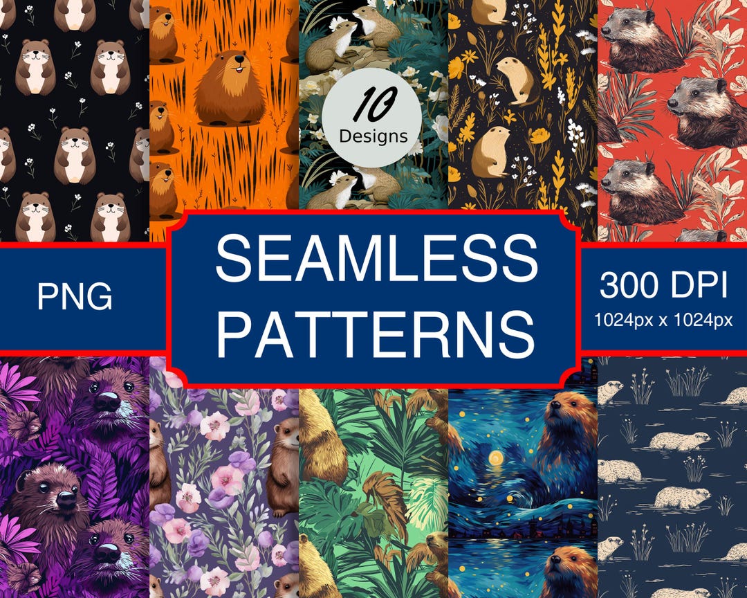 Cute Beaver Kit Large Rodent Rodent Pattern #A1 Seamless Pattern High ...