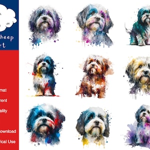 9 Havanese Dog Clipart High-Quality PNG Image, Print, Paper, Art, Craft, Card, Watercolor, Clip, Commercial Use, Digital Download