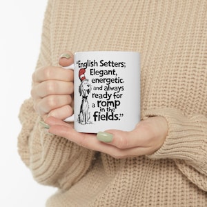 SETTER DOG: Cute English Setter Dog Art on White Ceramic Coffee Mug Cup, Dog Lover Gift for Coffee & Tea Fans