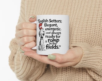 SETTER DOG: Tazza da caffè in ceramica bianca con simpatico cane setter inglese, regalo per amanti dei cani e amanti del caffè e del tè