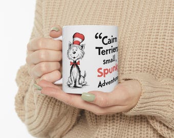 CAIRN TERRIER: Cairn Terrier Art on White Ceramic Coffee Mug Cup, Dog Lover Gift for Coffee & Tea Fans