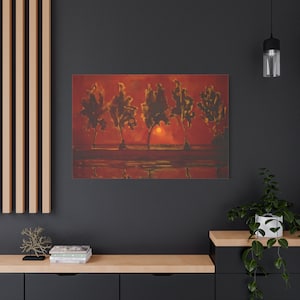 Trees by the Gein at Moonrise By Piet Mondrian Canvas High-Quality Wall Art Painting Print Home Decor Artistic Masterpiece Fine Art