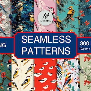 Cute Woodpecker Chick Woodpecker Bird Pattern #A1 Seamless Pattern High-Quality Png Image, Print, Paper, Commercial Use, Digital Download