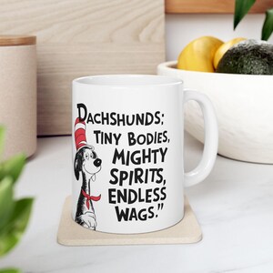 DACHSHUND: Cute Dachshund Art on White Ceramic Coffee Mug Cup, Dog Lover Gift for Coffee & Tea Fans
