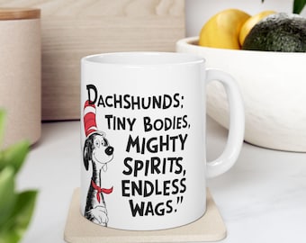 TEKKEL: schattige teckel kunst op witte keramische koffiemok, hondenliefhebber cadeau voor koffie- en theefans