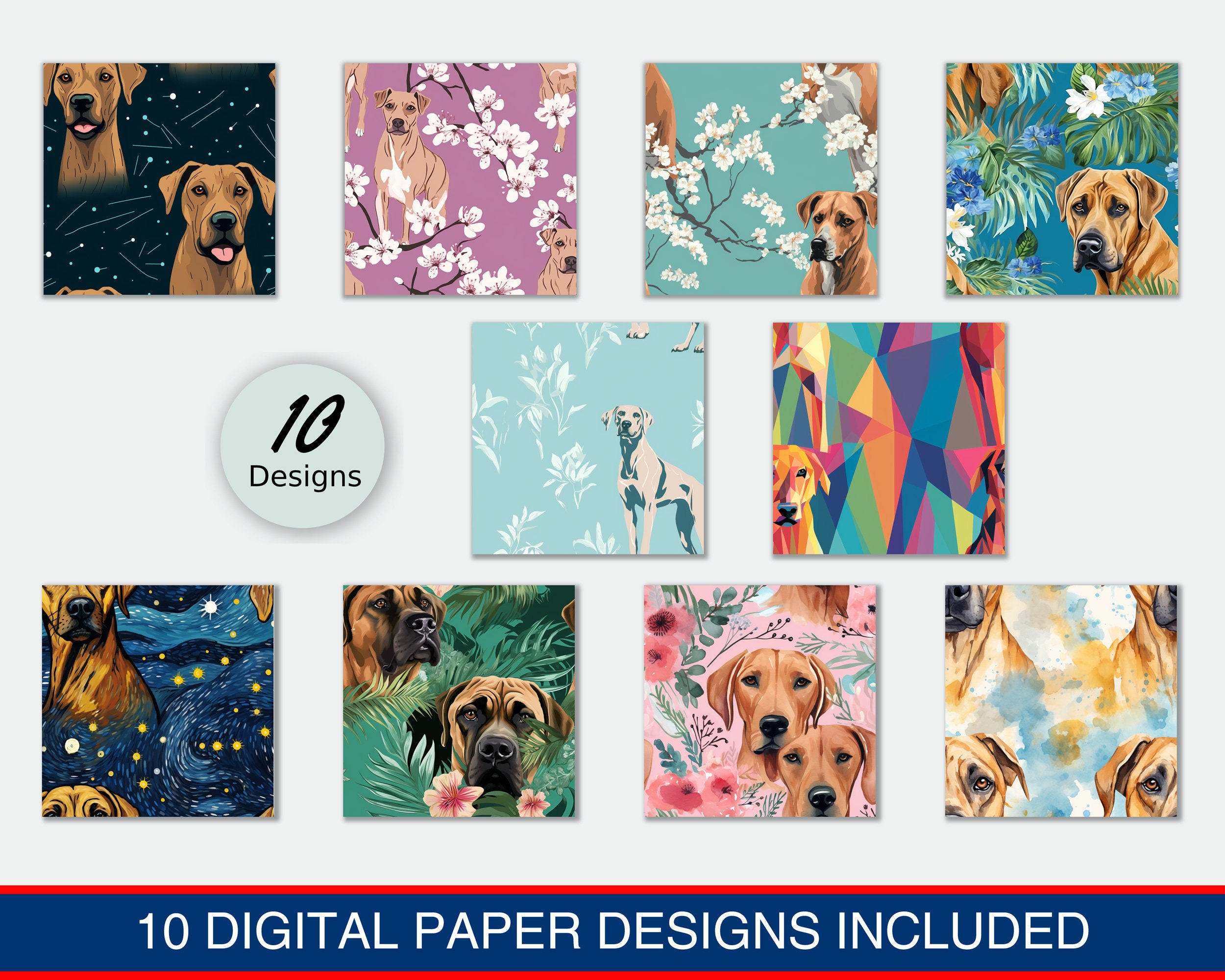 Rhodesian Ridgeback Puppy Dog Canine #A1 Seamless Pattern High-quality ...