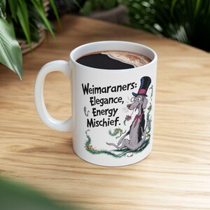WEIMARANER: Cute Weimaraner Art on White Ceramic Coffee Mug Cup, Dog Lover Gift for Coffee & Tea Fans