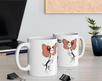 PAPILLON: Cute Papillon Art on White Ceramic Coffee Mug Cup, Dog Lover Gift for Coffee & Tea Fans