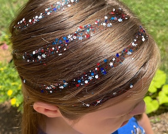 Annie K’s Red, White, and Blue Unicorn Dust- Glitter Hair / Body Gel- USA- American Sparkle- 4th of July- Memorial Day Glitter- Stars