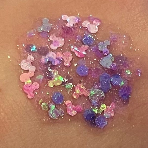 Mouse Glitter Gel- Annie K’s Unicorn Dust- Glitter Hair / Body Gel - Neon Glitter- Birthday Party Favors- Purple Iridescent