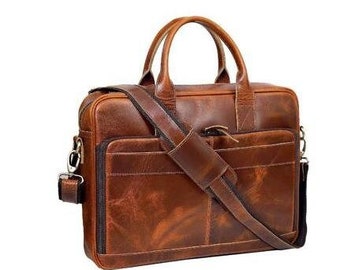 Handcrafted Leather briefcases 16 inch Laptop Bags for Men and Women