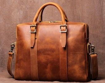 Leather handmade briefcases Laptop Bags for Men and Women office bag leather bag