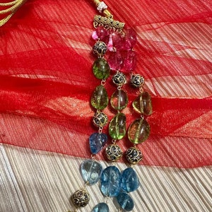 3 Layer Multi color Stone Necklace Stone Indian Mala Kundan Jewelry Indian Necklace Sari Necklace Stone Necklace Sabyasachi Jewelry image 3