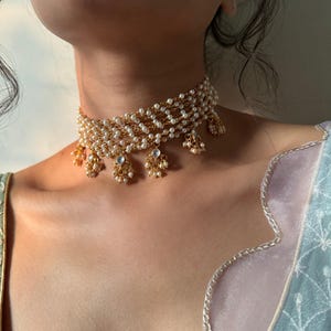 Long Pearl Necklace Set | Indian Necklace | Gold Necklace Set | Statement Jewelry | Bollywood |  wedding jewelry | Layered  beaded necklace