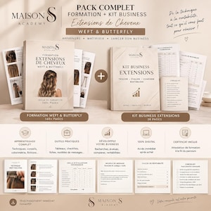 以下が含まれることがあります： Maison S Academyによるヘアエクステンションのデジタル研修パック。140ページの研修用電子書籍と38ページのビジネスキットが含まれています。セットには、ガイド、チェックリスト、サプライヤー評価グリッド、収益性計算ツールがPDF形式で収録されています。