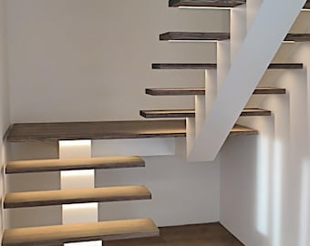 Simple Modern Stairs Metal Stairway And Ash Tree Treads