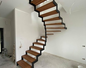 Double Sided Modern Stairway With Ash Tree Treads