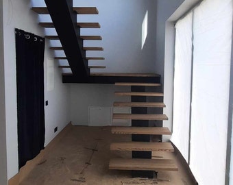 Simple Modern Stairs Metal Stairway And Ash Tree Treads