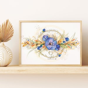 Floral arrangement "Boho Heart" - Wall art