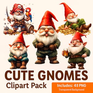 Cute Gnomes Clipart Pack – Adorable Characters for Print & Digital Projects. Digital Download.