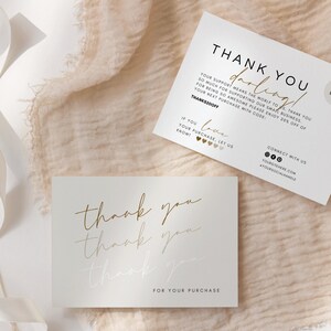 Minimal Thank You Card Template - Elegant Canva Small Business Editable Template - Handwritten TYC Card - Beauty Jewelery Branding - 03SB
