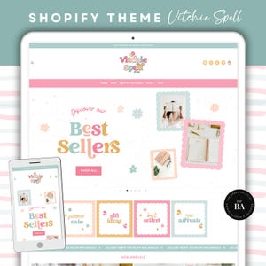 Tema Shopify - Modello Shopify colorato - Design retrò per negozio Shopify per prodotti digitali, boutique - Shopify reattivo 2.0 - 10VS
