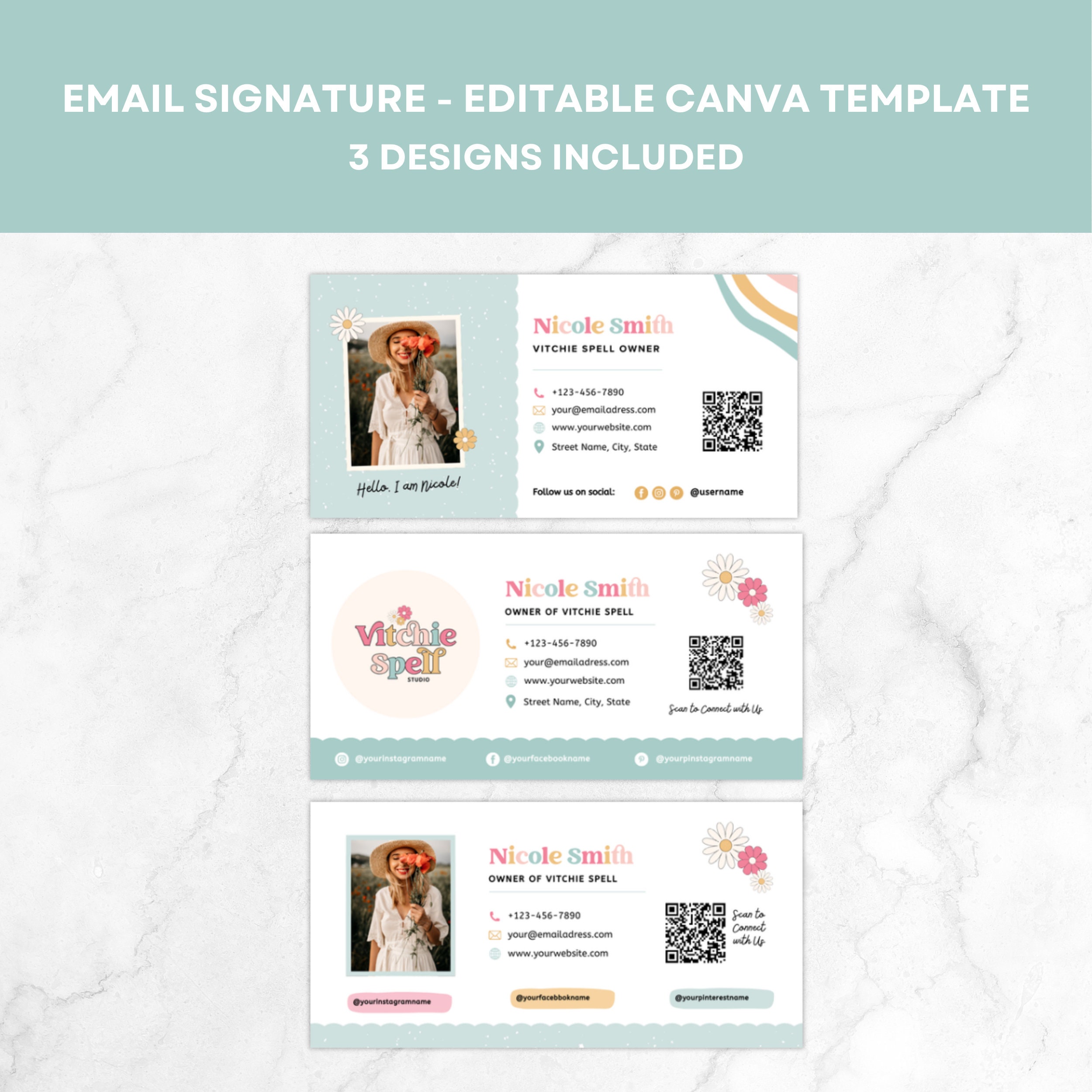 Fun Email Signature Template Canva Retro Email Template Canva Small ...