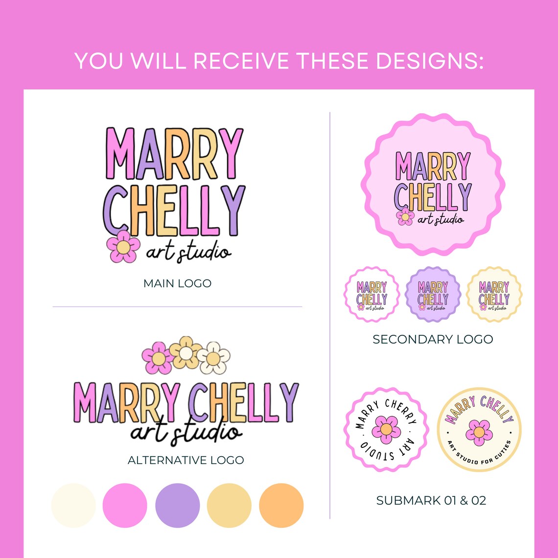 Colorful Logo Design - Cute Logo Template Canva - Editable Small ...