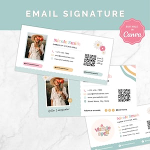 Pastel Email Signature Template Canva Rainbow Email Template Canva - Small Business Email Design - Editable Small Business Template - 10VS