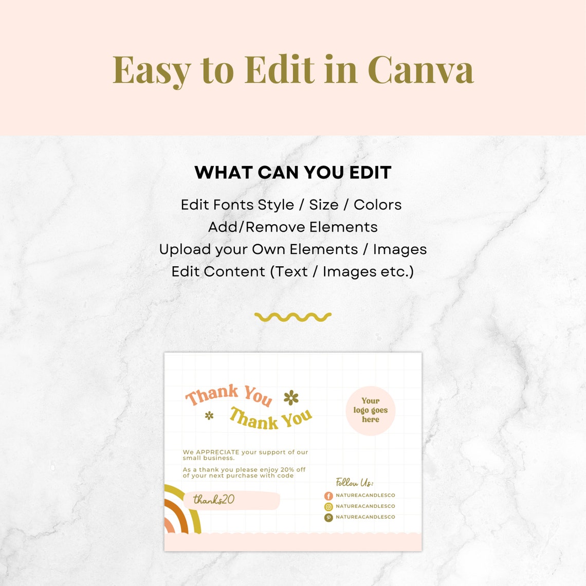Retro Thank You Card Template - Canva Small Business Editable Template ...