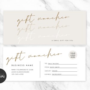 Minimal Gift Voucher Card Template - Gift Certificate Template - Elegant Canva Small Business Editable Card - Handwritten Gift Card - 03SB