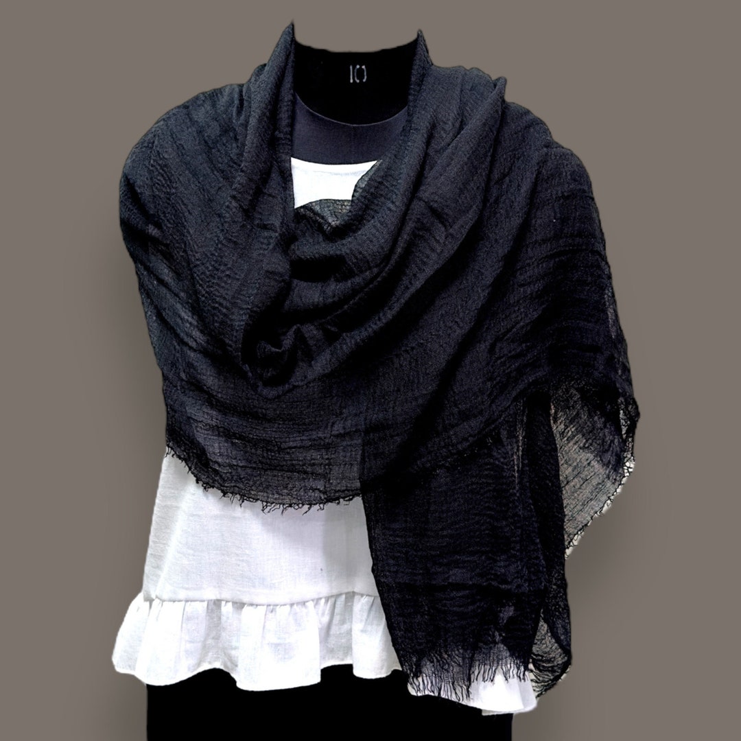 Black Cotton Scarf Light Weight Scarf for Men and Women Etsy