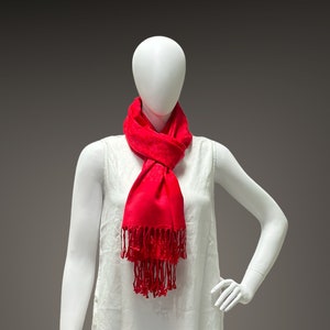 Red Scarf Shawl, Silk Scarf, Floral Weaving Silk scarf Shawl, Luxurious soft silk scarf, Pashmina Shawl Wrap, Floral Wedding Scarves