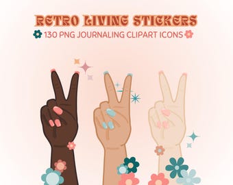 Retro 70s Sticker Pack: Pastel Planner Stickers