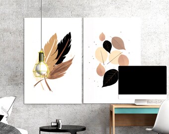 Enchanting Boho Dreams, Set of 3 Abstract Wall Art Prints, Digital Download, Boho Abstract Wall Art Prints