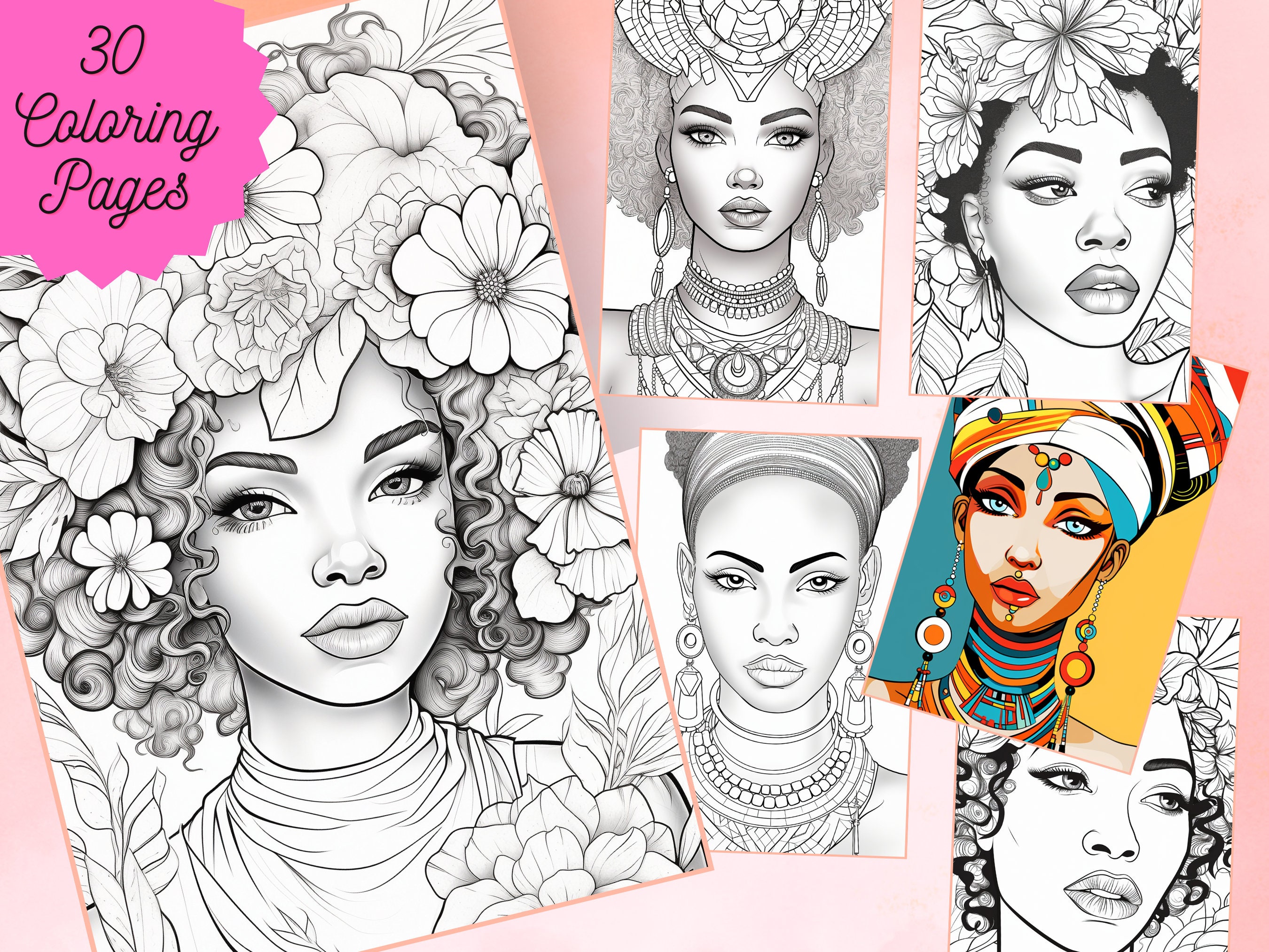 BLACK WOMEN COLORING BOOK FOR ADULTS: AMAZING coloring pages of beauty  fashion queens, gorgeous, black women, African, american, afro dreads,  black