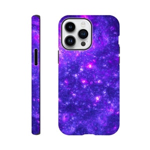パープルギャラクシータフiPhoneケース、星雲モバイルカバーとiPhone 16 15 14 13 12 plus/pro/promax/miniを保護、彼へのプレゼント、宇宙と星