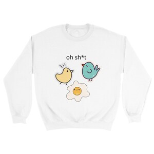 Funny Parenting Sweatshirt -Two Birds One Egg,cute animal top,crewneck long sleeve unisex sweat shirt, humourous phrase,presents for her/him