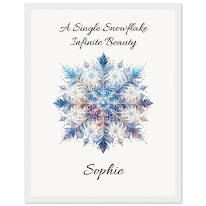 Personalized Snowflake Wooden Framed Poster - Custom Quote & Name - Stunning Winter Decor - Inspirational and Motivational Wall Art