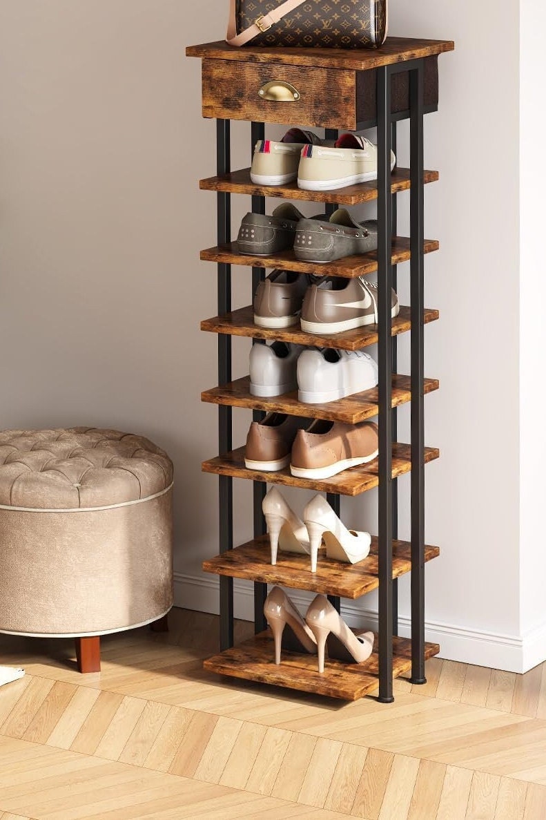 CARRIE- Minimalist Shoe Tower - Wooden Shoe Rack - Closet