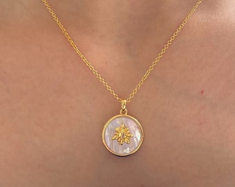 Edelweiss necklace gold, high quality jewelry, unique gift, minimalist, gift for woman