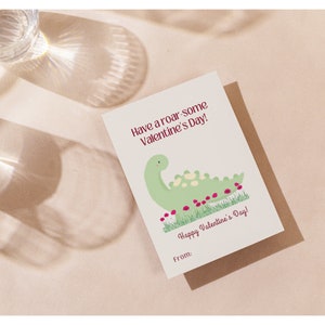 Conjunto de 4 cartões estéticos de dinossauro para o dia dos namorados - saudações, romance, adequado para crianças, download instantâneo, para impressão, cartão postal de dia dos namorados