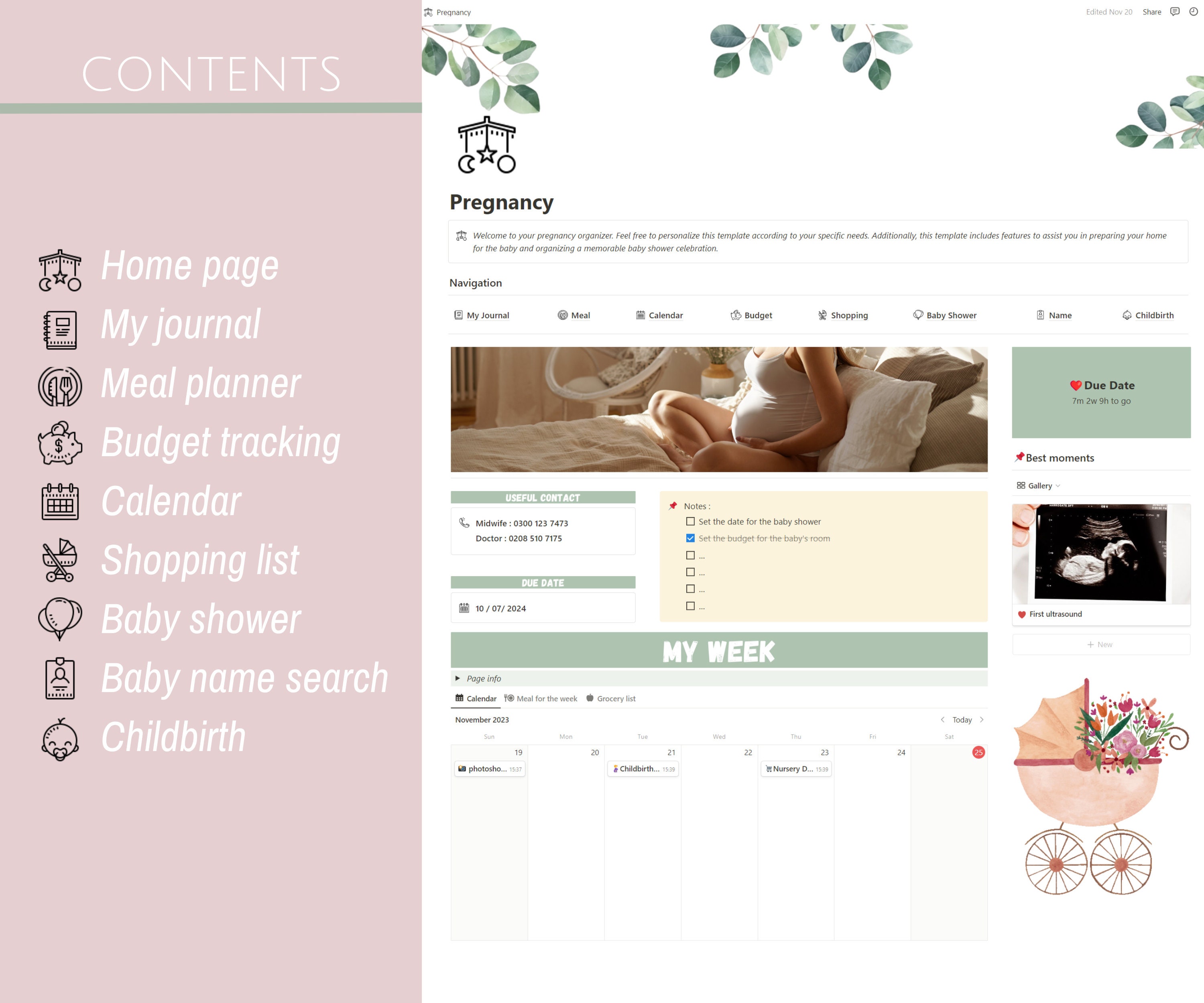Organize Your Pregnancy Notion Template Prepare for Your Etsy Organize Your Pregnancy Notion Template Prepare for Your Etsy