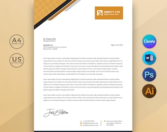 Customizable Company Letterhead Template Editable Business Letterhead for Canva & Word Printable Professional Letterhead Instant Download