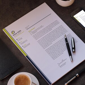 Plantilla de membrete comercial editable en Canva, plantilla de membrete de empresa personalizada para Word, descarga digital, membrete profesional moderno