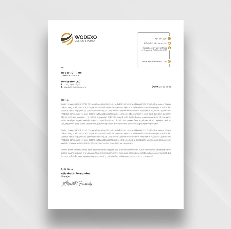 Business Letterhead Template Canva Editable, Custom Company Letterhead